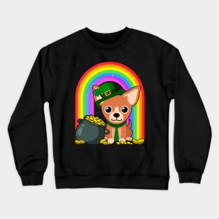 Chihuahua Rainbow Irish Clover St Patrick Day Dog Gift print Crewneck Sweatshirt